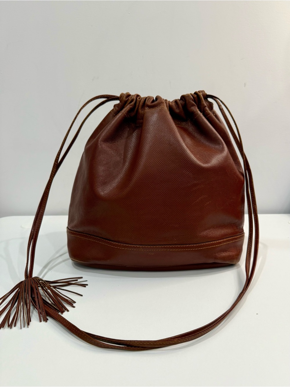 Vintage Bottega Veneta Chestnut Brown Leather Drawstring bag